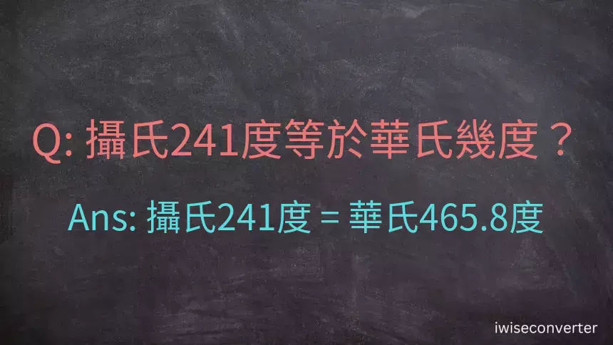 攝氏241度等於華氏幾度？