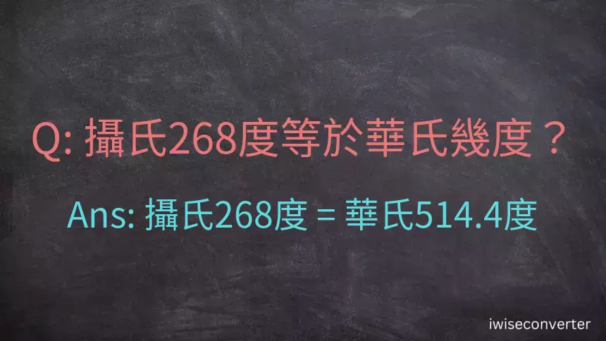 攝氏268度等於華氏幾度？