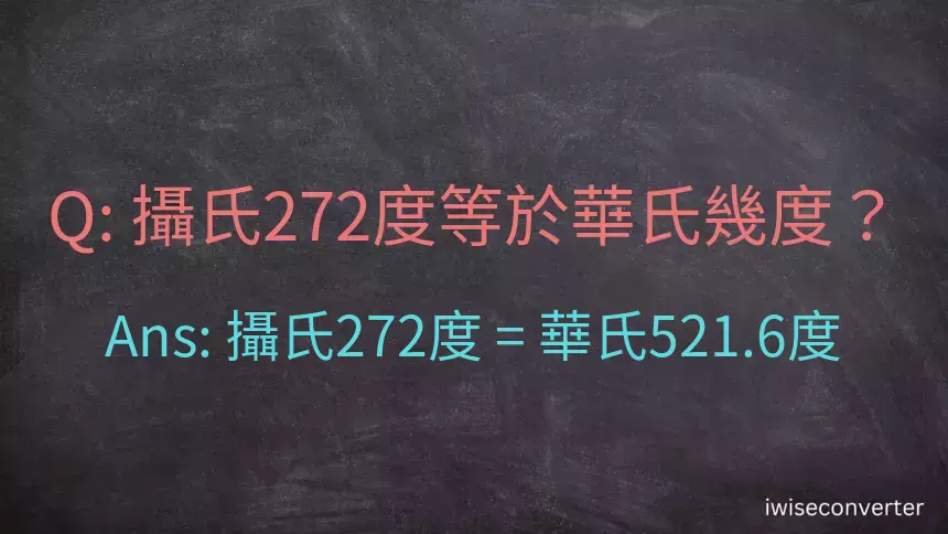 攝氏272度等於華氏幾度？