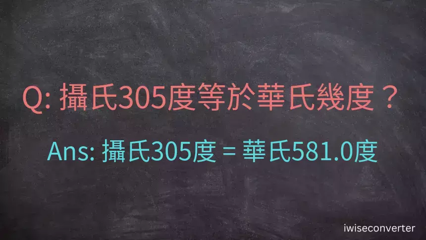 攝氏305度等於華氏幾度？