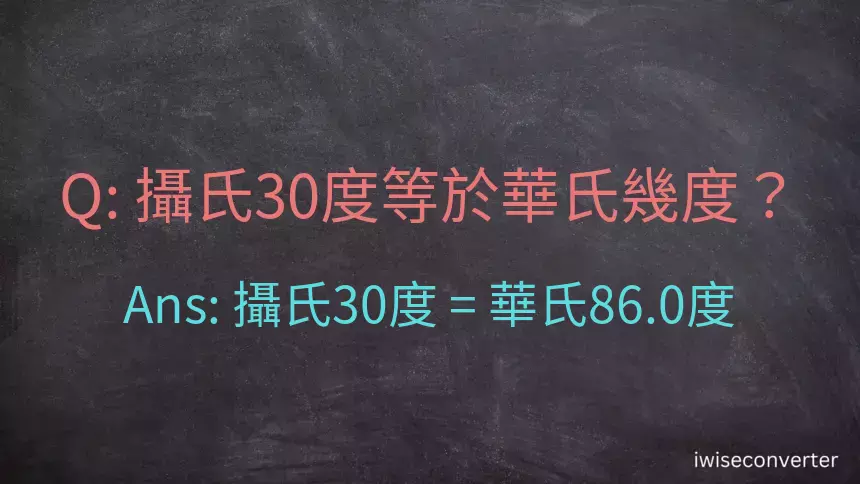 攝氏30度等於華氏幾度？