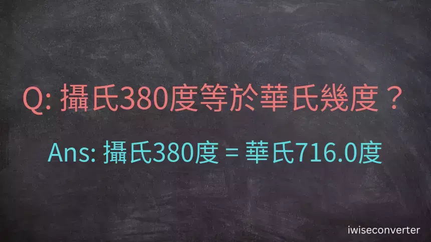 攝氏380度等於華氏幾度？