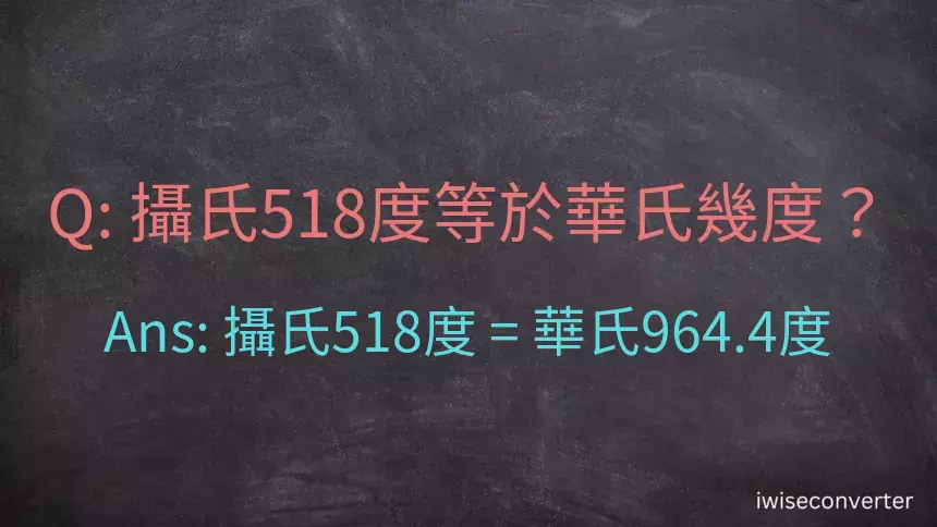 攝氏518度等於華氏幾度？