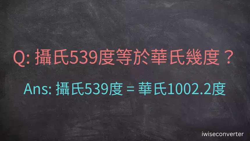 攝氏539度等於華氏幾度？