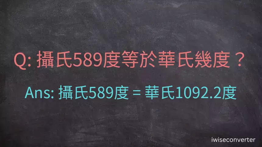 攝氏589度等於華氏幾度？