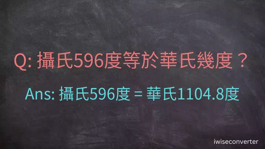 攝氏596度等於華氏幾度？