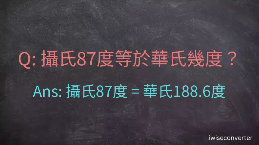 攝氏87度等於華氏幾度？