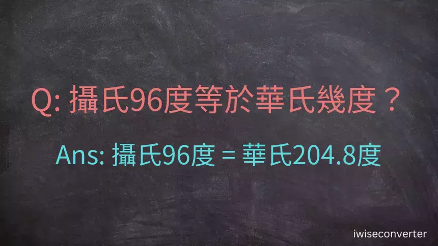 攝氏96度等於華氏幾度？