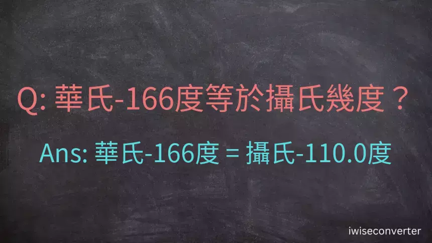 華氏-166度等於攝氏幾度？