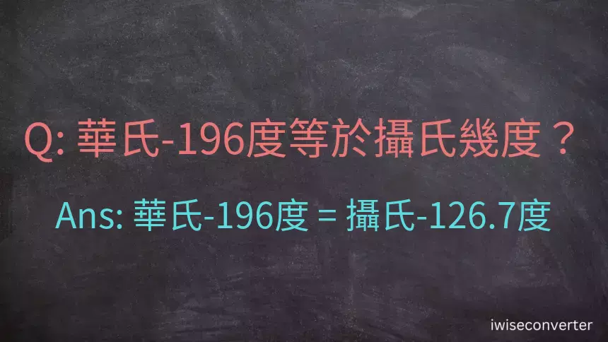 華氏-196度等於攝氏幾度？