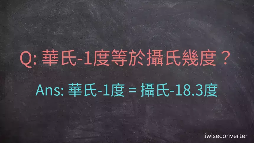 華氏-1度等於攝氏幾度？