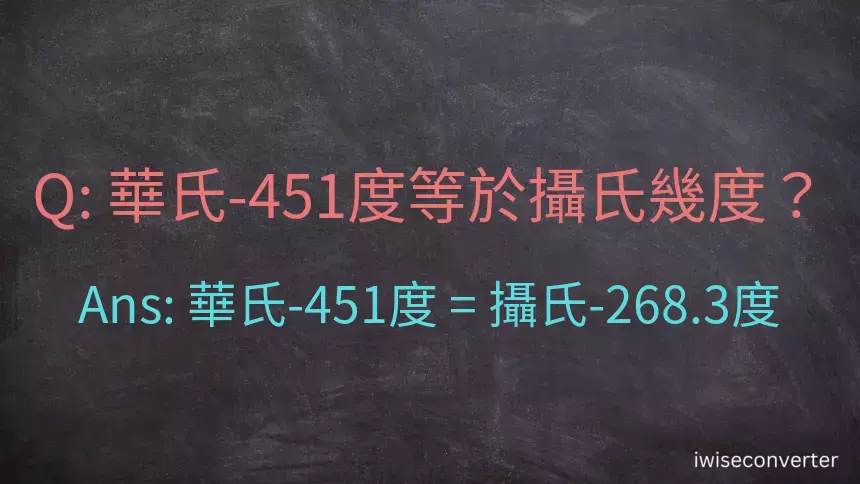 華氏-451度等於攝氏幾度？