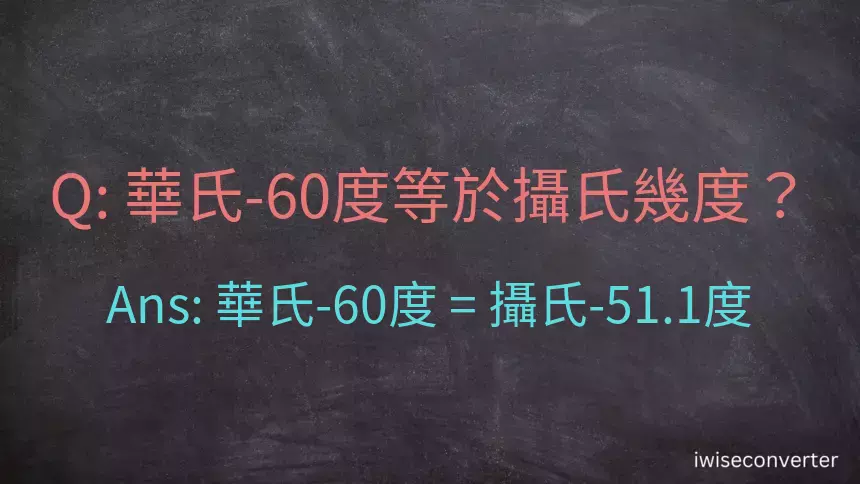 華氏-60度等於攝氏幾度？