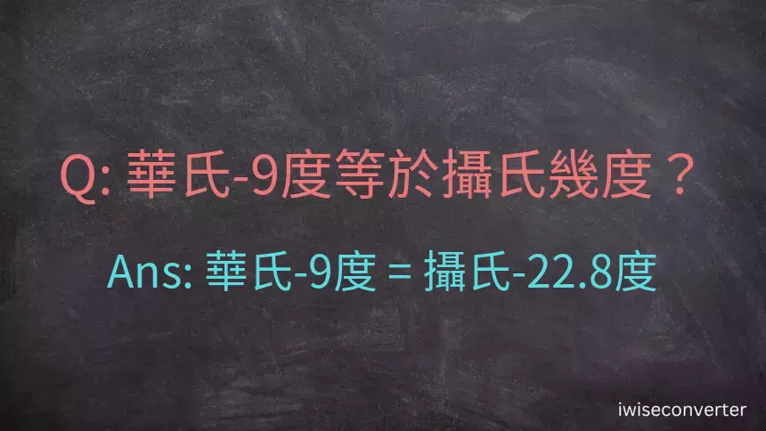 華氏-9度等於攝氏幾度？