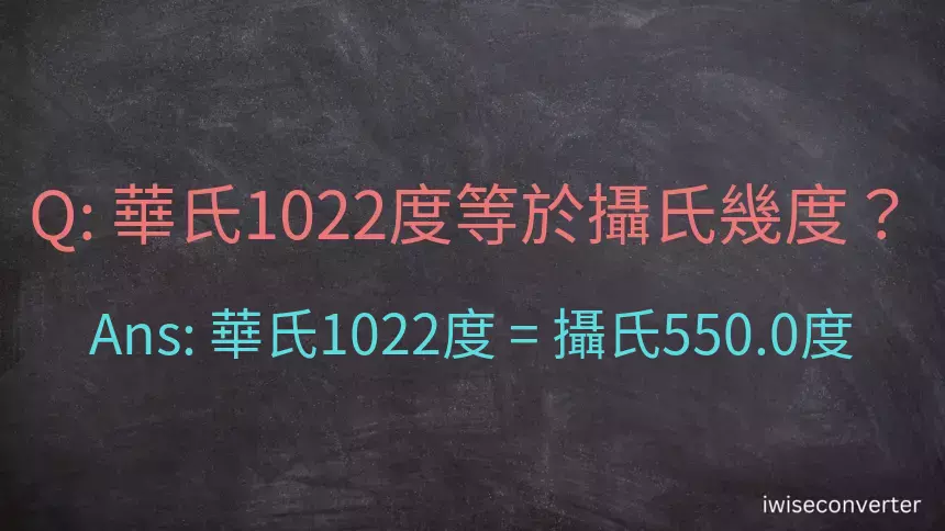 華氏1022度等於攝氏幾度？