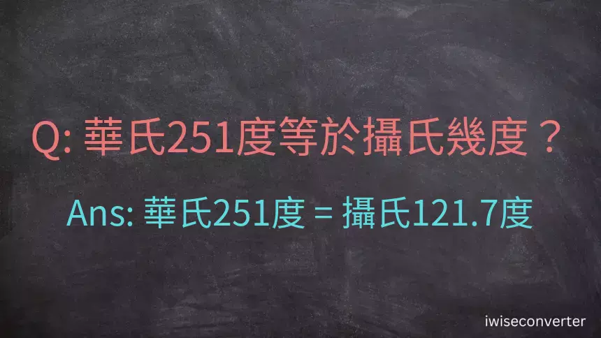 華氏251度等於攝氏幾度？