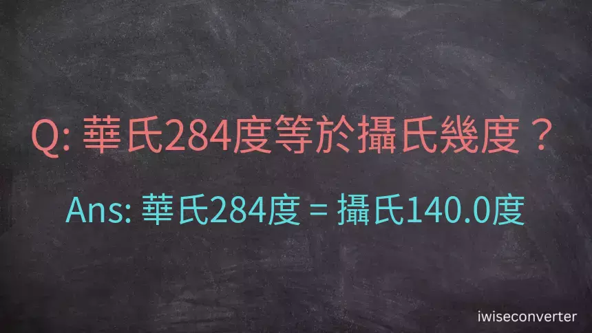 華氏284度等於攝氏幾度？