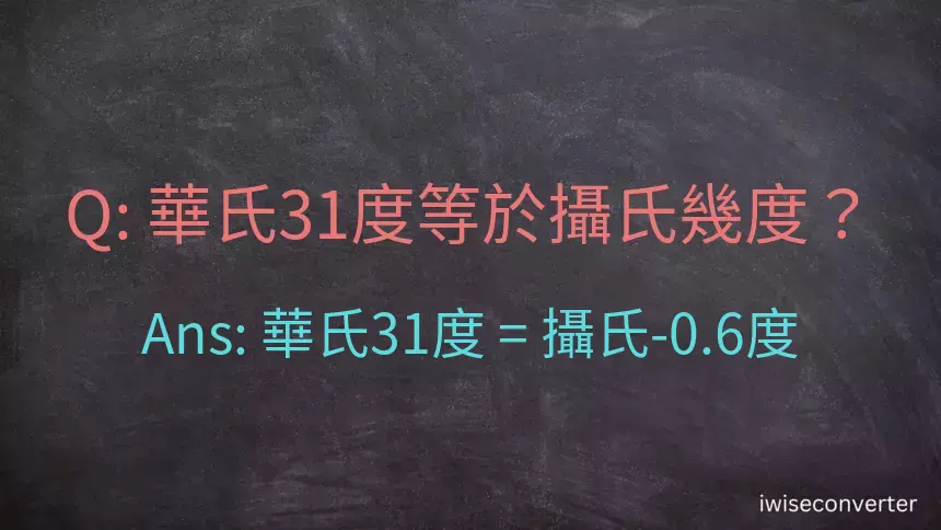 華氏31度等於攝氏幾度？