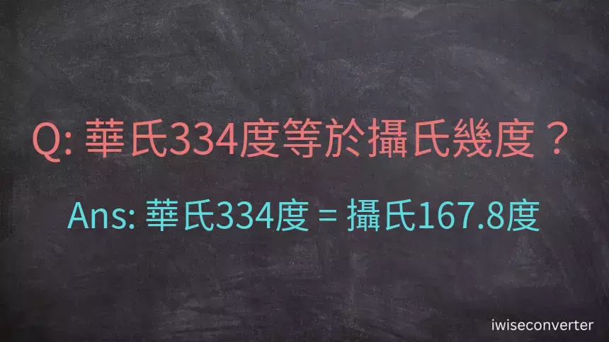 華氏334度等於攝氏幾度？