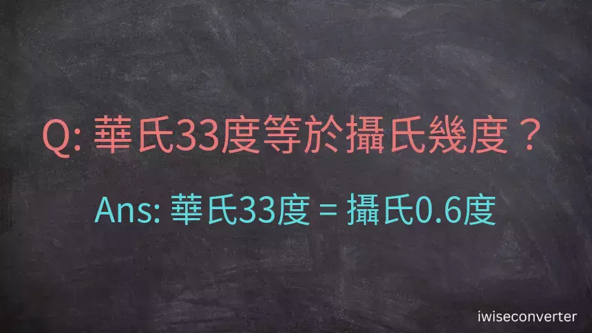 華氏33度等於攝氏幾度？