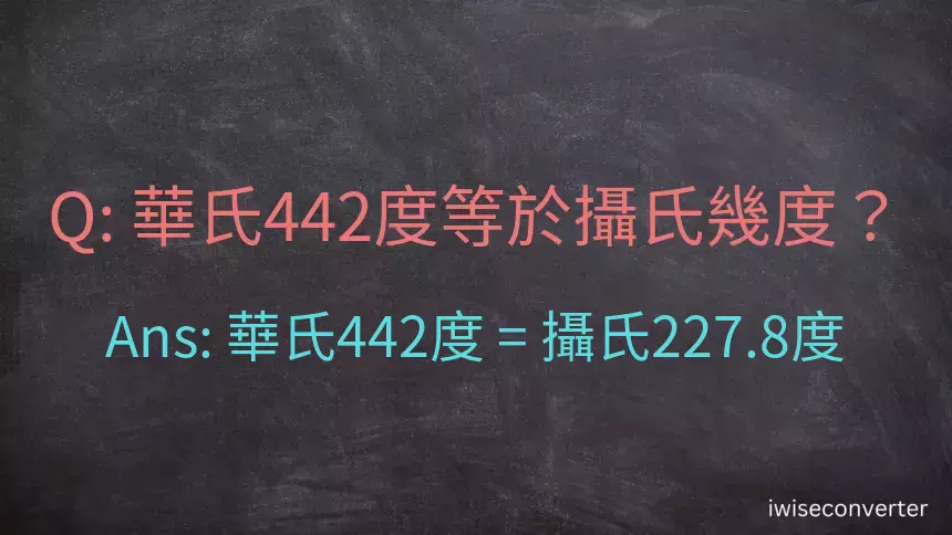 華氏442度等於攝氏幾度？