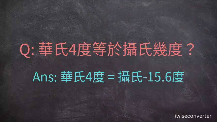 華氏4度等於攝氏幾度？