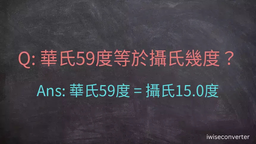 華氏59度等於攝氏幾度？