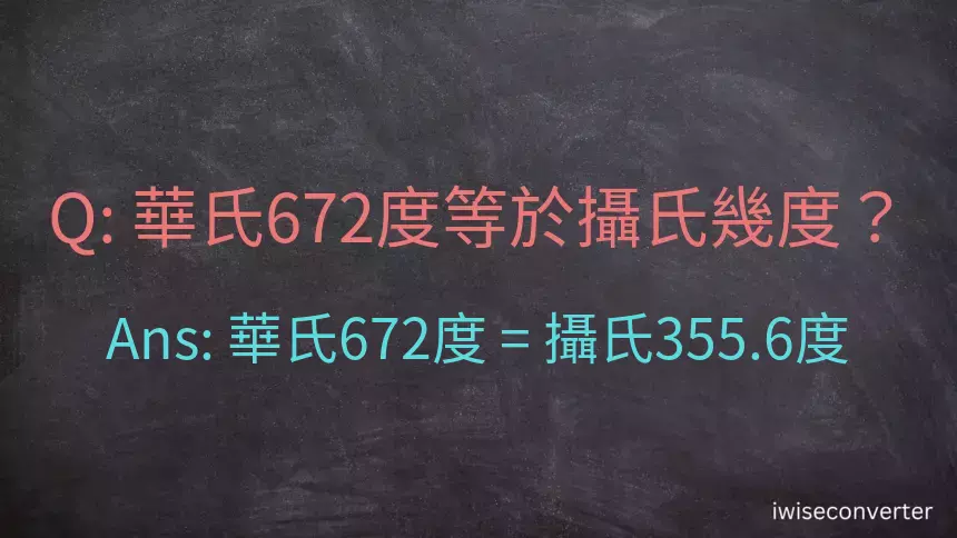 華氏672度等於攝氏幾度？