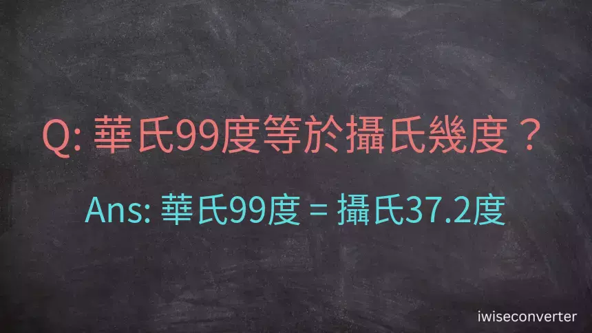 華氏99度等於攝氏幾度？